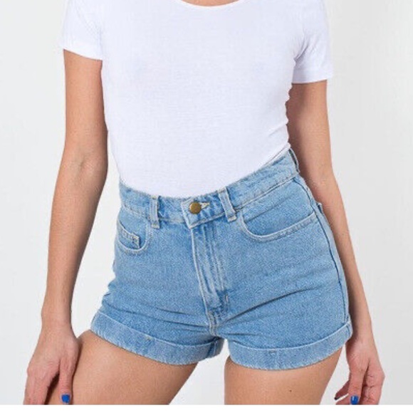 High Waisted denim cuffed shorts - Picture 1 of 8
